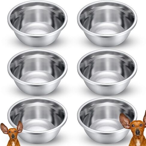 Ziliny 10 Pcs 8 Cup Metal Dog Bowls Stainless Steel Bowl Thickened Dog Food Bowls Travel Kennel Food and Water Dish for Medium Large Size Dogs Cats, 64 Oz, Dishwasher Safe in Kuwait