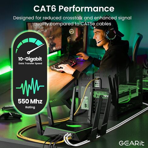 GearIT 10 Pack, Cat 6 Ethernet Cable Cat6 Snagless Patch 0.5 Feet - Computer LAN Network Cord, Purple - Compatible with 10 Port Switch POE 10port Gigabit in Kuwait