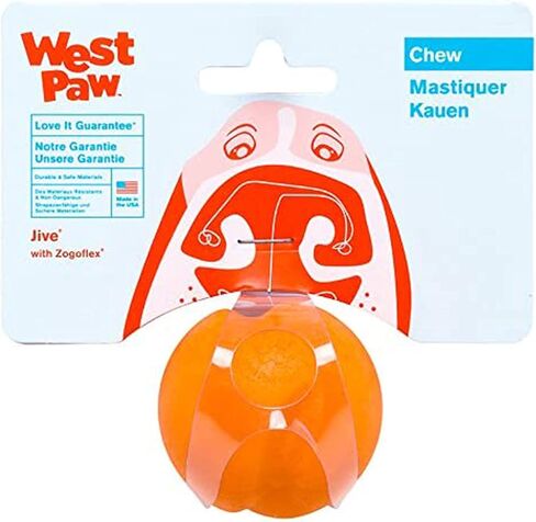 WEST PAW Zogoflex Jive Ball Dog Chew Toy – Bouncing Toys for Dogs, Fetch, Catch, Chewing, Play – Floatable, Recyclable Balls – Latex-Free, Non-Toxic, Dishwasher Safe Dog Toy, X-Small 2", Aqua Blue in Kuwait