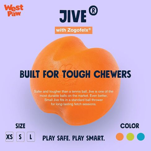 WEST PAW Zogoflex Jive Ball Dog Chew Toy – Bouncing Toys for Dogs, Fetch, Catch, Chewing, Play – Floatable, Recyclable Balls – Latex-Free, Non-Toxic, Dishwasher Safe Dog Toy, X-Small 2", Aqua Blue in Kuwait