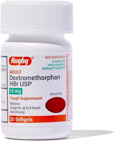 Robafen كبسولات السعال السائلة Dextromethorphan HBr، USP 15 مجم، 20 كبسولة هلامية سائلة (12 عبوة) in Kuwait