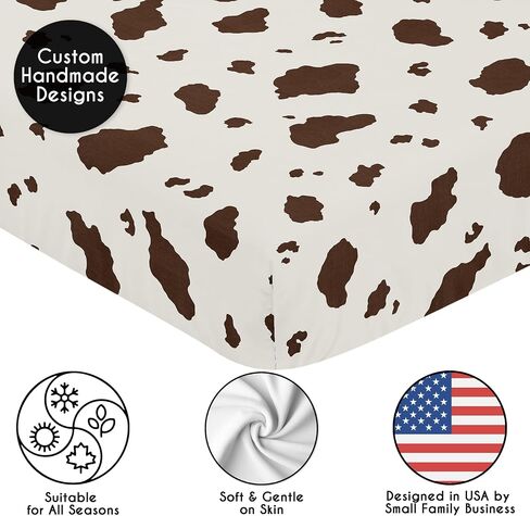 Sweet Jojo Designs Chocolate Brown Boy Fitted Mini Crib Sheet Baby Nursery Infant Newborn Bed Room Portable Pack n Play Mattress Horseshoe Print for Western Cowboy Wild West Southern South Country in Kuwait