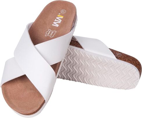 Women's Cork Footbed Sandals - Cow Suede Insole X-Band Slide Sandals for Women Open Toe Beach Sandals in Kuwait
