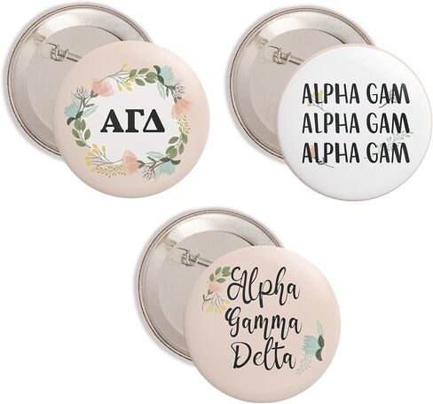 Alpha Gamma Delta Sorority 3 Pieces of Variety Buttons Pin Back Badge 2.25-inch - Cute Pack in Kuwait