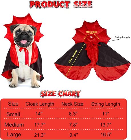 ADOGGYGO Halloween Dog Costume Dog Vampire Devil Costume Dog Halloween Cloak Cape Red Black Halloween Costumes for Small Medium Large Dogs in Kuwait