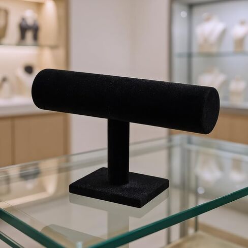 Hovering T-Bar Bracelet Necklace Earring Bangle Pendants Anklet Tower Watch Key Jewelry Display Stand for Home Organization (Black Velvet) in Kuwait