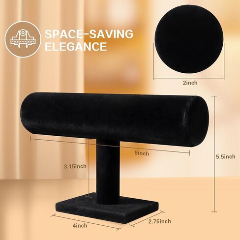 Hovering T-Bar Bracelet Necklace Earring Bangle Pendants Anklet Tower Watch Key Jewelry Display Stand for Home Organization (Black Velvet) in Kuwait