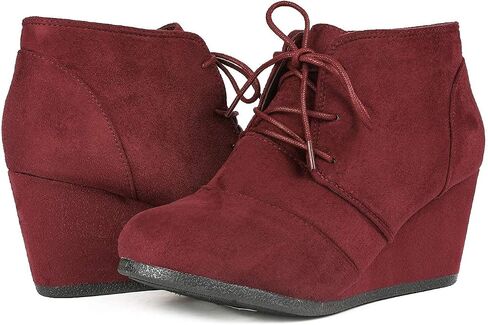 DREAM PAIRS Women's Casual Fashion Lace Up Low Wedge Heel Booties Shoe in Saudi Arabia