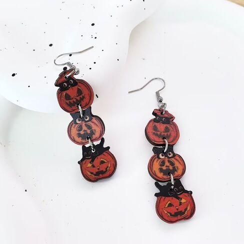 Set 2 Pairs Cute Witch Hat and Broom Earrings, Witch's Flying Straw handmade Dangle Earrings,Witches Broom for Halloween Funny Earrings for Women Girls Fall Jewelry in Kuwait