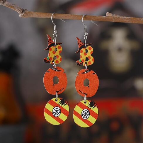 Set 2 Pairs Cute Witch Hat and Broom Earrings, Witch's Flying Straw handmade Dangle Earrings,Witches Broom for Halloween Funny Earrings for Women Girls Fall Jewelry in Kuwait