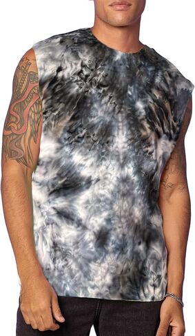 Verdusa Men's Tie Dye Round Neck Tank Top Casual Sleeveless Muscle Shirt in Kuwait