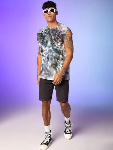 Verdusa Men's Tie Dye Round Neck Tank Top Casual Sleeveless Muscle Shirt in Kuwait