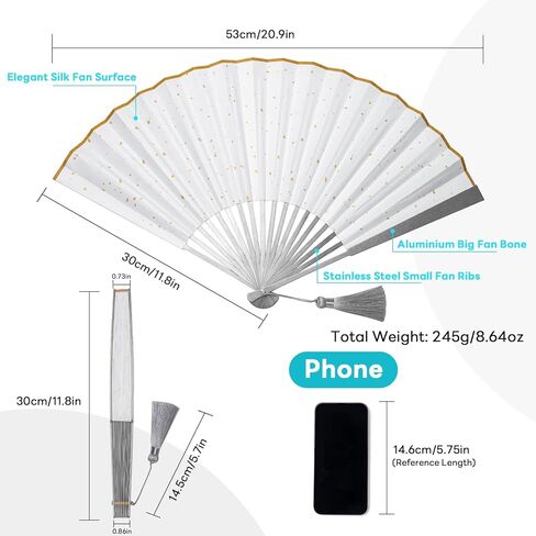 TISUR Large Titanium Folding Hand Fan, Chinese Kung Fu Tai Chi Hand Fan Foldable Festival,Edc Gear and Gadgets For Men Every Day Carry (Black) in Kuwait