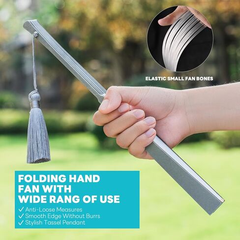 TISUR Large Titanium Folding Hand Fan, Chinese Kung Fu Tai Chi Hand Fan Foldable Festival,Edc Gear and Gadgets For Men Every Day Carry (Black) in Kuwait