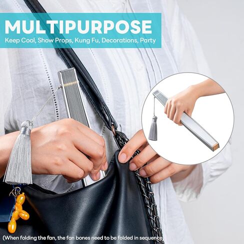 TISUR Large Titanium Folding Hand Fan, Chinese Kung Fu Tai Chi Hand Fan Foldable Festival,Edc Gear and Gadgets For Men Every Day Carry (Black) in Kuwait