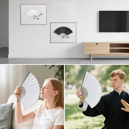 TISUR Large Titanium Folding Hand Fan, Chinese Kung Fu Tai Chi Hand Fan Foldable Festival,Edc Gear and Gadgets For Men Every Day Carry (Black) in Kuwait