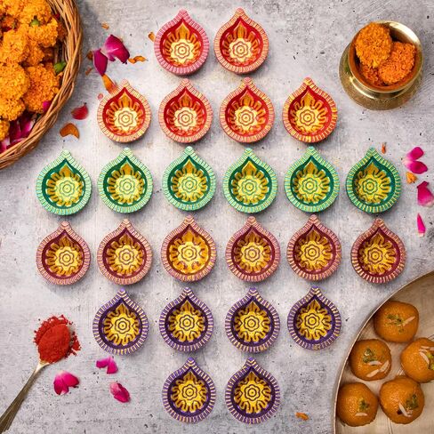 Large (3 Inch) 9 Pcs Diwali Diya for Decoration for Home, Clay Diya for Diwali with Wicks, Diwali Gifts for Friends, Diwali Decor, Tea Lights Holder for Diwali Decorations, Diwali Diya for Pooja in Saudi Arabia