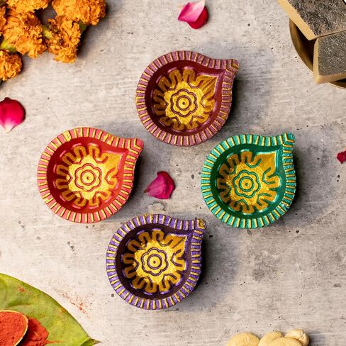 Large (3 Inch) 9 Pcs Diwali Diya for Decoration for Home, Clay Diya for Diwali with Wicks, Diwali Gifts for Friends, Diwali Decor, Tea Lights Holder for Diwali Decorations, Diwali Diya for Pooja in Saudi Arabia