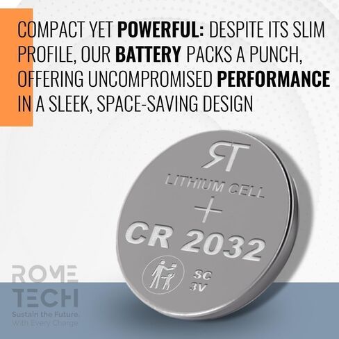Rome Tech Car Key Fob CR2032 Batteries Replacement Compatible with Jeep Grand Cherokee 2008-2022, Compass 2007-2022,Renegade 2015-2021 - CR 2032 Battery for Key Fob - 1-Pack in Saudi Arabia