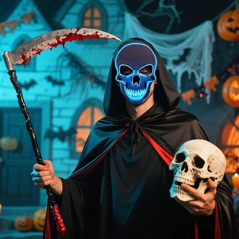 OceanWings Halloween Mask LED Light up Costumes Scary Mask for Party Supplies Favor in Saudi Arabia