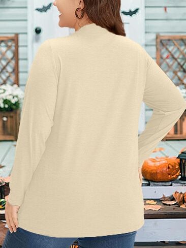 Plus Size Halloween Pumpkin T Shirt Women Long Sleeve Fall Graphic Tees Thanksgiving Gift Tops Blouse in Kuwait