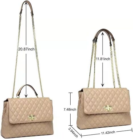 ER.Roulour Quilted Crossbody Bags for Women, Trendy Roomy Shoulder Handbags with Flap Gold Hardware Chain Purses Shoulder Bag in Kuwait
