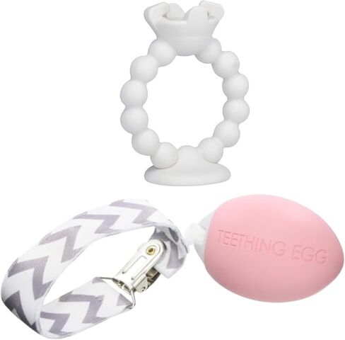 حلقة تسنين بيضة وغريبي - ألعاب تنمية الطفل من 6 إلى 12 شهرًا، للأطفال من سن 3 أشهر أو بنت، 4 أشهر، ألعاب حسية للأطفال وألعاب تنمية حتى 18 شهرًا in Kuwait