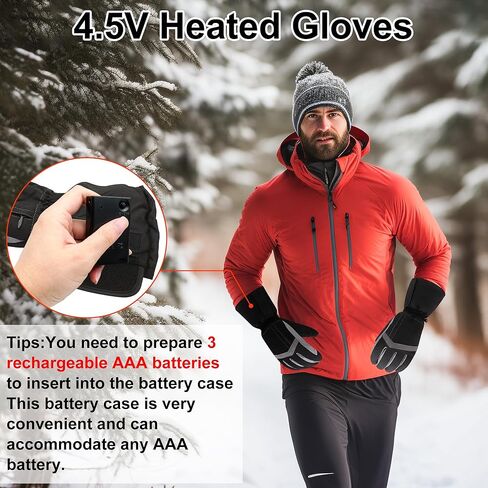 QILOVE Battery Heated Gloves for Men Women Hand Warmer Gloves with Battery Compartment Waterproof Ski Gloves Touchscreen for Skiing, Cycling, Motorcycle, Hiking in Kuwait