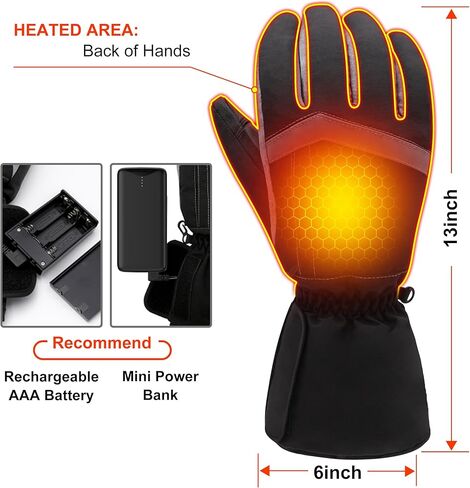 QILOVE Battery Heated Gloves for Men Women Hand Warmer Gloves with Battery Compartment Waterproof Ski Gloves Touchscreen for Skiing, Cycling, Motorcycle, Hiking in Kuwait