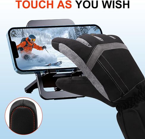 QILOVE Battery Heated Gloves for Men Women Hand Warmer Gloves with Battery Compartment Waterproof Ski Gloves Touchscreen for Skiing, Cycling, Motorcycle, Hiking in Kuwait