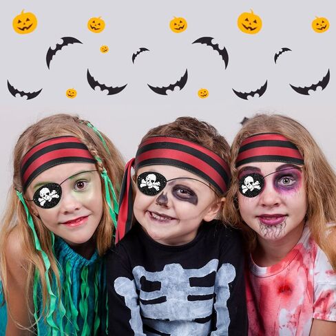 6 Pcs Halloween Pirate Party Favor Supplies Include 3 Tie Headband Pirate Head Bandana 3 Black Pirate Eye Patches in Kuwait