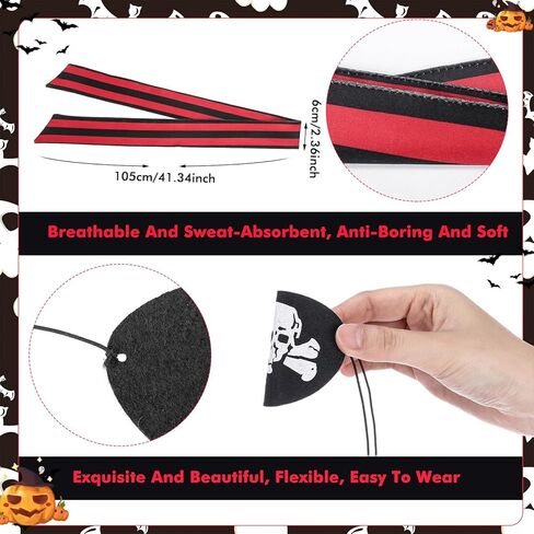 6 Pcs Halloween Pirate Party Favor Supplies Include 3 Tie Headband Pirate Head Bandana 3 Black Pirate Eye Patches in Kuwait