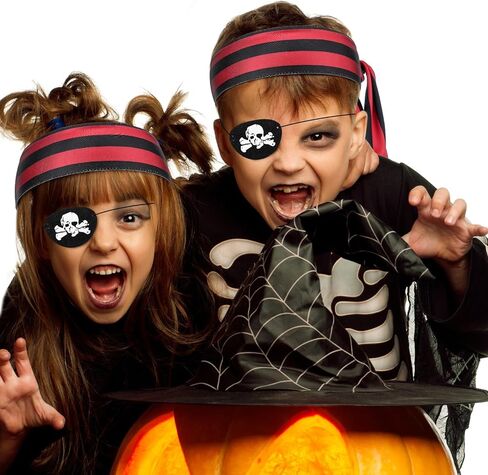 6 Pcs Halloween Pirate Party Favor Supplies Include 3 Tie Headband Pirate Head Bandana 3 Black Pirate Eye Patches in Kuwait
