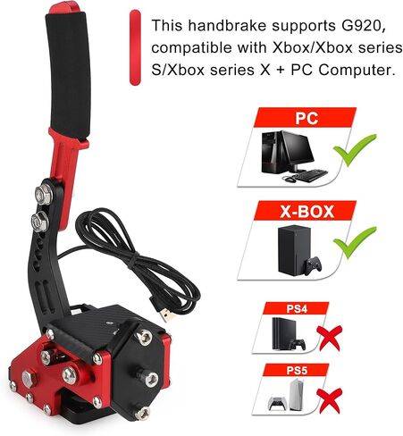 ترقية فرملة اليد USB 2 في 1 64 بت لـ G920 المتوافقة مع نظام Xbox/Xbox series S/Xbox series X + PC لألعاب السباق المحاكاة مع مستشعر القاعة غير المتصل (أسود) in Saudi Arabia