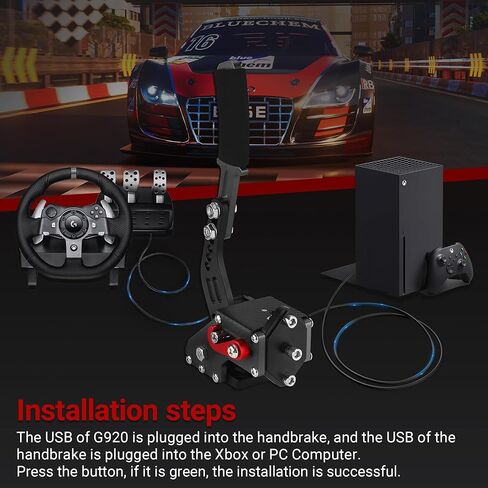 ترقية فرملة اليد USB 2 في 1 64 بت لـ G920 المتوافقة مع نظام Xbox/Xbox series S/Xbox series X + PC لألعاب السباق المحاكاة مع مستشعر القاعة غير المتصل (أسود) in Kuwait