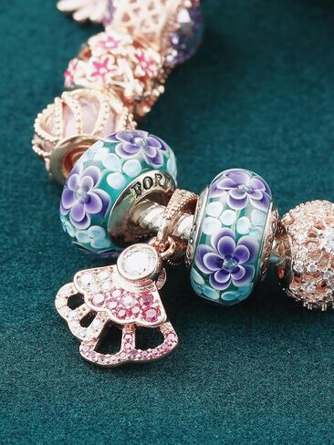 TIFVGEV 2pcs 925 Sterling Silver Charm Beads Murano Glass Charms for Pandora Bracelets,Jewelry Gifts for Women and Girls in Saudi Arabia