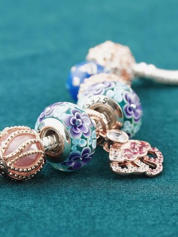 TIFVGEV 2pcs 925 Sterling Silver Charm Beads Murano Glass Charms for Pandora Bracelets,Jewelry Gifts for Women and Girls in Saudi Arabia