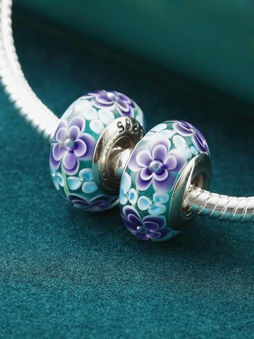 TIFVGEV 2pcs 925 Sterling Silver Charm Beads Murano Glass Charms for Pandora Bracelets,Jewelry Gifts for Women and Girls in Saudi Arabia