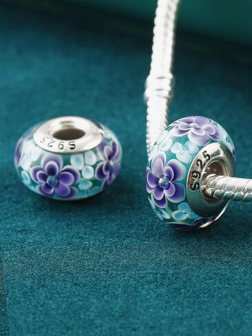 TIFVGEV 2pcs 925 Sterling Silver Charm Beads Murano Glass Charms for Pandora Bracelets,Jewelry Gifts for Women and Girls in Saudi Arabia