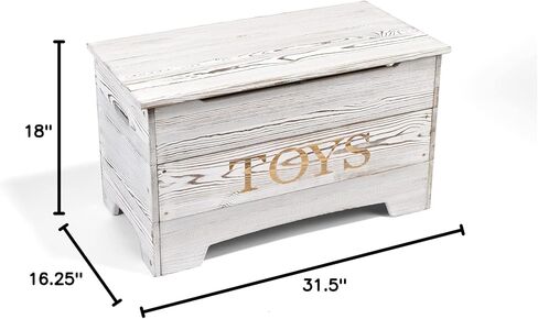 Badger Basket Farmhouse Solid Wood Rustic Toy Box with Reversible Toys Panel - Distressed White in Kuwait