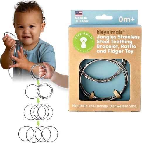 Jangles - Stainless Steel Teething Bracelet and Fidget Toy - Made in USA - by Kleynimals in Kuwait