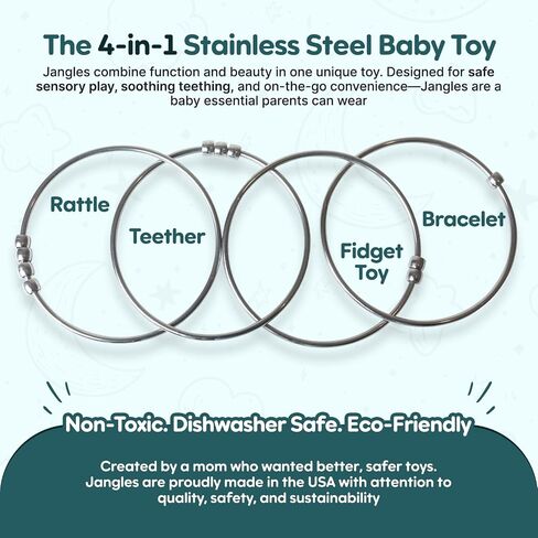 Jangles - Stainless Steel Teething Bracelet and Fidget Toy - Made in USA - by Kleynimals in Kuwait