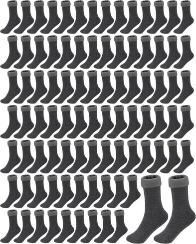 Henoyso 150 Pairs Thermal Socks Bulk Socks Thick Winter Socks Unisex One Size Socks for Men Women Homeless Care Package, Black in Saudi Arabia