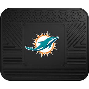 FANMATS 8770 Miami Dolphins 2-Piece Heavy Duty Vinyl Car Mat Set, Front Row Floor Mats, All Weather Protection, Universal Fit, Deep Resevoir Design, 18"x27"
