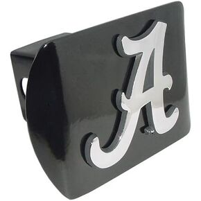 University of Alabama Crimson Tide Black with Chrome Plated Metal "A" NCAA College Sports Trailer Hitch Cover Fits 2 Inch Auto Car Truck Receiver