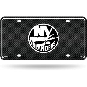 Rico Industries NHL New York Islanders Carbon Fiber Metal Auto Tag 8.5" x 11" - Great for Truck/Car/SUV