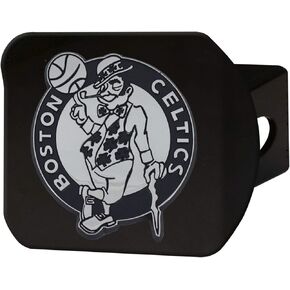Boston Celtics Black Metal Hitch Cover with 3D Gray Team Logo by FANMATS - Unique Round Molded Design – Easy Installation on Truck, SUV, Car - Ideal Gift for Die Hard Basketball Fan