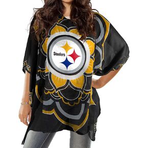 Littlearth womens NFL Pittsburgh Steelers Sheer Caftan with Flower Design, Team Color, One Size