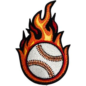 Flamin Baseball Patch - Baseball Pitcher Gifts for Baseball Player Gifts for Him - Hook and Loop Patch Major League Baseball MLB Childrens Sports Tball Little League