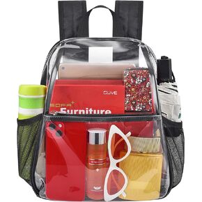 Clear Backpack for Stadium Events 12x12x6 Clear Heavy Duty Backpack with Ipad Compartment Clear Mini Backpack for Work Festival Sport Event